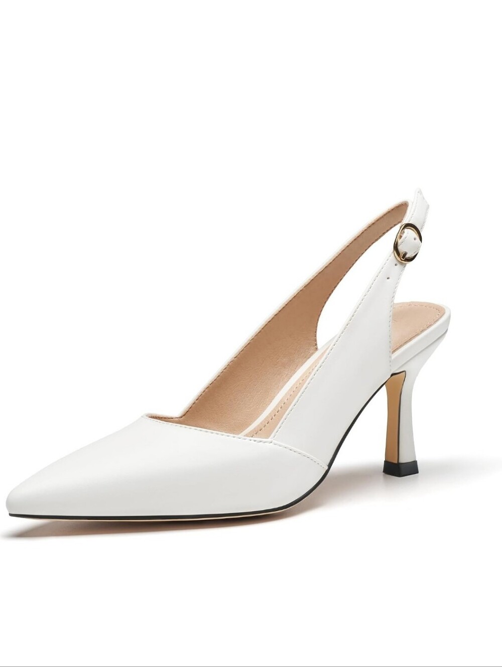 Women's White Pointed Slingback Heels
